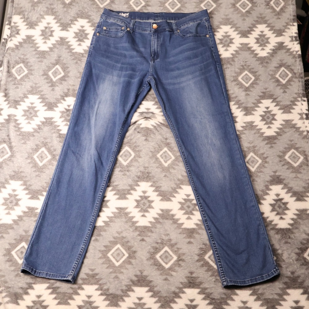 Mugsy Jeans Mens 34x32 Medium Wash Slim Straight Denim Pants FLX2ALA